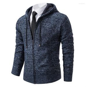 Herrenpullover, Winter-Fleece-Pullover, Mantel für Herren, mit Kapuze, warme Strickjacke, Herren, fester Strick, dicker Freizeitmantel, Reißverschluss, Outdoor-Jacke, Strickoberteile, 4XL