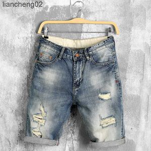 Mäns shorts dimusi sommar denim shorts manliga jeans män jean shorts bermuda skate board harem mens jogger ankel rippade våg 38 40 pa028 w0408