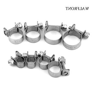 Freeshipping 10pcs/Lot Wire Hose Clamps Mini Fuel Line Pipe Hose Clips Stainless Steel Plumbing Fastener Tube Clip Tools Set 6-20mm Tvtci