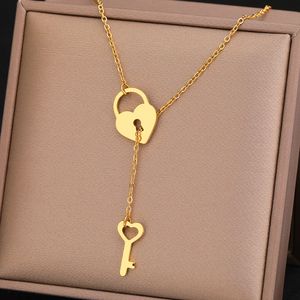 Trendy Fine Heart Lock Key Niezależne wisiorki naszyjniki mody Choker dla kobiet prezenty biżuterii