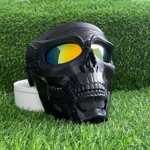 Cycling Caps Masks Skull Mask Motorcycle Mask Bicycle Riding Windproof Full Face Skeleton Protective Mask Colored Goggle Tactical Cycling Bike 231108