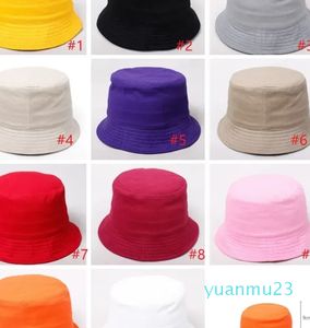 Solid Color Beanie Caps Outdoor Hat Children Grid Bucket Hat Casual Flower Sun Printed Basin Canvas Topee Kids Fisherman Baby Caps