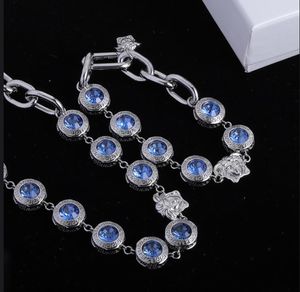 Enamel Beauty Head Sapphire Resin Embellishment Maze thick chain Necklace Bracelet Earring Ring Brass Banshee Luxury Clavicular Neckchai Jewelry HMS1 -006