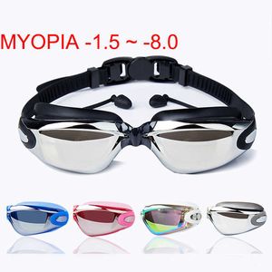 Brille Männer Frauen Professionelle Beschichtung Myopie Schwimmbrille Ohrstöpsel Erwachsene Wasserdicht Anti Fog UV Schwimmbad Optische Brille Brillen P230408