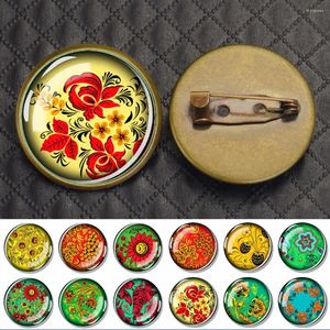 ブローチEsspoc Flower Brooch Small Pins Glass Dome Jewelry Bronze Metalアクセサリー