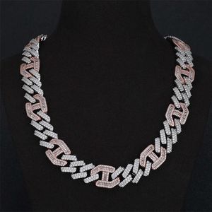 Jwy New Quality 15 Mm Width Miami Cuban Link Chain Ice Out Hip Hop Necklaces Two Tones