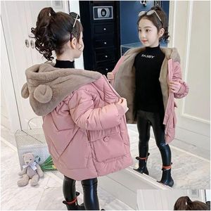 Down Coat Winter Jackets For Girls 2023 Parkas 4 12 To 14 Years Heavy Kids Hooded Children Thicken Warm Teenager Outerwear Baby Drop Ot68N