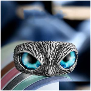 Bandringe Evil Blue Eye Türkische Eule Magischer Ring Emo Pride Passende Punk-Accessoires Frauen Mann Paare Geschenke Selbstverteidigung Dro Dhgarden Dhpzc