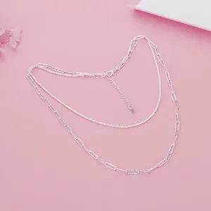 Chains Jewelrytop 925 Sterling Silver Charm Geometric Chain Necklaces For Women Fashion Party Wedding Engagement Jewelry Noble Gifts