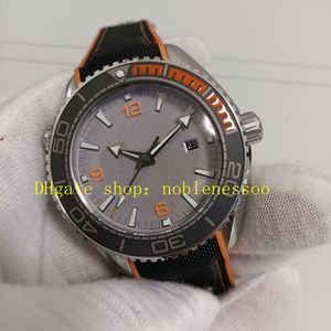 Real Photo Mens Automatic Watches Men's 600m Grey Dial Date Orange Ceramic Bezel Rubber Strap Super Cal.8900 Movement Casual Mechanical Formal Sport Watch