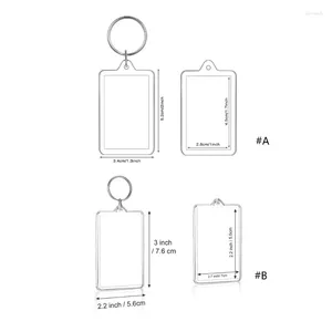 キーチェーンC9GFクリアプラスチック額縁キーチェーン長方形の形状クリスマスホリデーディスプレイ用品の空白PO