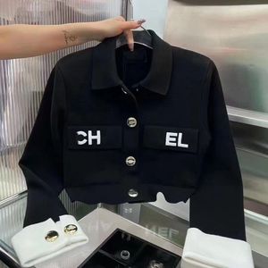 Women's Jackets Designer Top Quality Lapel Polo Fashion Chest Pocket Alphabet Embroidery Printed Metal Buckle Knitted Long-sleeved Cardigan