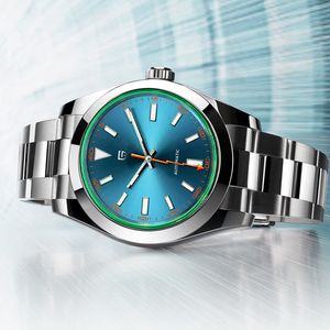 Наручительные часы Pagani Design Green Glass Men Mechance Watches Роскошные сапфировые автоматические часы для мужчин NH35A из нержавеющей стали.