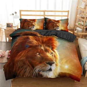 Bedding Sets 3D Lion King Luxury com travesseiros de cama de roupas de cama Quilt / edredom Tampa 2/3 PCs