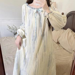 Women's Sleepwear Night Dress Women Sexy Printed Long Sleeve Thin Loose Kawaii Dresses Homewear Nightgowns Woman Nightdress