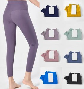 Ll Women Yoga Legging Wear Sports Lady Ingen förlägenhetslinje Pants Lady Hip Lift Tight High midja naken fitness träning byxor gym yoga byxor