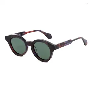 Óculos de sol na moda moda feminina 2023 homens pequenos óculos redondos para feminino masculino artesanal acetato polarizado uv400 óculos