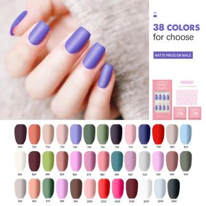 False Nails 24Pcs Multi-Colors Pure Matte Medium Length Wearable Full Cover Ballet Press On Coffin Fake Fashion ArtFalse