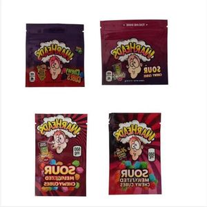 Warheads Edible Mylar Packaging Påsar Chewy Cubes Wowheads 3 Sidseglet Dragkedja Luktbevis i lager Aiecj