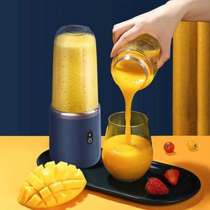 Juicers Liten Elektrisk Juicer 400ML 6 Blad Bärbar Juicer Cup Juicer Frukt Juice Cup Automatisk Smoothie Blender Ice Crush Cup Kök P230407