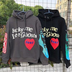 Men's Hoodies Sweatshirts 2023 Punk Lucky Me i See Ghosts Mens Hooded Sweatshirt Fleece Pullover Streetwear Unisex Couples Clothe T221114