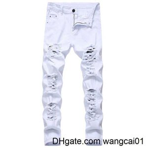 Men's Jeans Straight Ho Destruction Trousers Distressed Jeans Men Denim Trousers Fashion Designer Brand White Pants Ma Large Size 0408H23