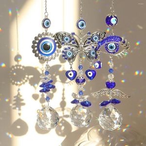 Gartendekorationen Blauer böser Blick-Kristall-Sonnenfänger-Anhänger-Prisma-Kugel-Ornamente für Fenster-Heimdekoration