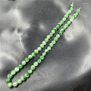 Chains Natural Green Jade Hand-carved Beads Lanyard Necklace Sweater Chain Simple Temperament Jewellery Fashion For Women Men Lucky 8mm