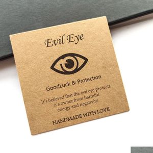 Tags, Price Tags, Card 100Pcs Handmade The Evil Eye Design Packaging Card Paper Good Luck Protection Friendship Bracelet Jew Dhgarden Dhqic