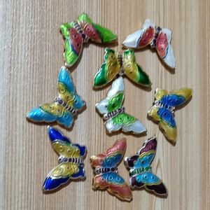 10pcs sevimli renkli cloisonne emaye kelebek boncuklar toptan geleneksel el sanatları etnik aksesuarları diy mücevher yapım malzemesi