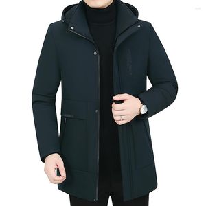 Herrgravrockar Autumn Winter Men Jacket Single-Breasted Jackets Fashion Mid-long Mens Sashes Stylish Windbreaker Solid Man