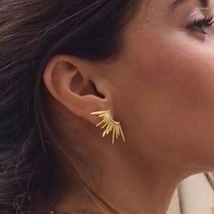 Stud Earrings Gold Plate Half Sun Light Burst For Women Girls Bohemian Ray Golden Sunshine Jewellry