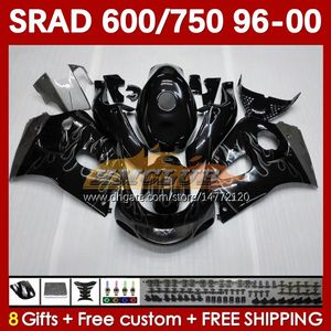 Grey flames Body Kit For SUZUKI SRAD GSXR 750 600 CC GSXR600 GSXR750 1996-2000 168No.66 GSX-R750 GSXR-600 1996 1997 1998 1999 2000 600CC 750CC 96 97 98 99 00 MOTO Fairing