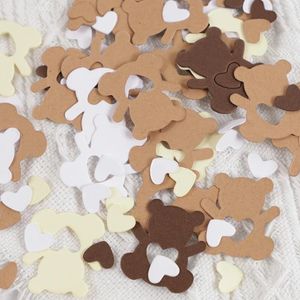 Decoração de festa 150pcs Kawaii Bear Heart Paper Scatter para crianças Aniversário Sprinkles Confetti Table Baby Shower Casamento