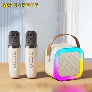 K12 Mini microfono audio portatile integrato Canto domestico Karaoke Famiglia Altoparlante portatile esterno wireless BT con microfoni spedizione marittima