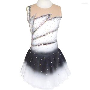 Abbigliamento da palcoscenico Costume personalizzato Pattinaggio su ghiaccio Figura Abito Ginnastica Concorso Adulto Bambino Ragazza Gonna Performance Strass