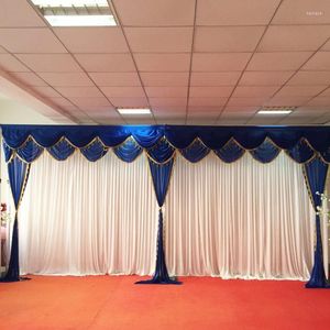 Party Decoration Dubbelskikt Valance med Tassel Wedding Backdrop 3m 6m Ice Silk Bakgrund Swag Trim Gardin