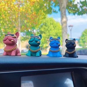 Decorations Anime toon Interior Decoration Cool Trend Sunglasses Bulldog Auto Dashboard Ornaments For Car Product Accessories AA230407