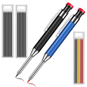 Markers Metal solid carpenter pencil set deep hole mechanical pencil with filling lead marking tool woodworking deep hole marking pen 230408