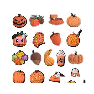 靴部品のアクセサリー卸売ハロウマスPVCチャームチャーム装飾SKLカボチャハロウィーンクロックfor Kids Gifts Drop Delivery Shoes DHW1J