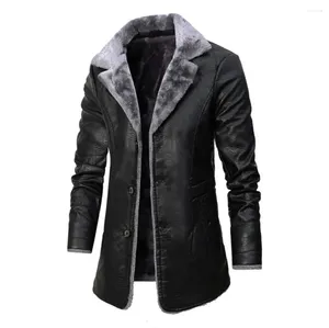 남자 재킷과 긴 가죽 의류 가을 겨울 비즈니스 유럽 코드 봉제 대형 옷깃 정장