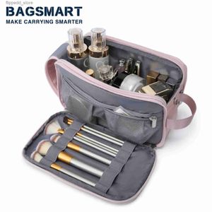 Borse per cosmetici Borsa da toilette da donna per uomo BAGSMART Kit Dopp rosa resistente all'acqua per borsa da barba leggera da viaggio adatta a articoli da toeletta di dimensioni standard Q231108