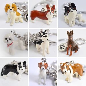 Schlüsselanhänger 3D Haustier Hund handbemalt Handwerk niedlich Geschenk Schlüsselanhänger Liebhaber Dackel Tier Auto Schlüsselanhänger Schmuck Frau