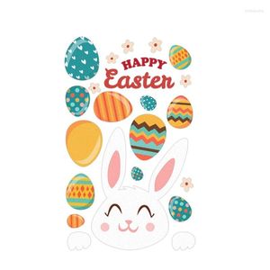 Gift Wrap Happy Easter Sticker Sheet Colorful Egg Self Adhesive PVC Stickers For Home Party Office Wall Window Door Decor