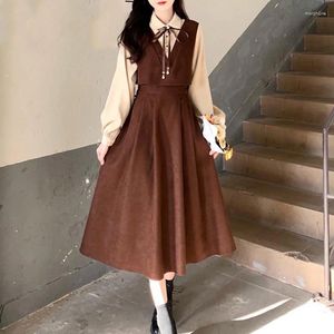 カジュアルドレスフレンチドレス秋のヴィンテージ女性冬の作業服のひよことエレガントな女性フォール衣類韓国のファッション