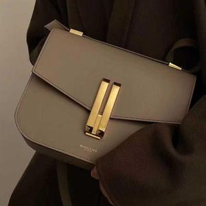 Evening Bags Demellier British minority Tofu Bag Women's 2022 new fashion leather one shoulder cross body small square bag df350a