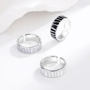 Anéis de cluster gota esmalte esmalte criatividade geométrica ins cor prata anel de abertura redimensionável para mulheres moda jóias