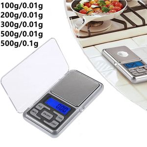 Mini Electronic Digital Pocket Scale High Precision 100g 200g 300G 500G/0,01G 500G/0,1 g bärbar köksreseskala för guld Sterling Silver smycken Balance Gram