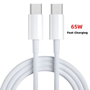 1M 3ft QC 3.0 65W نوع الشحن السريع C-C كابل البيانات السريع 144 CORE TPE WIRE WHITE 2 في 1 نقل بيانات الشحن