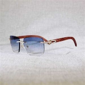 Occhiali da sole estivi di design di lusso Vintage strass senza montatura da uomo corno di bufalo naturale legno di pavone occhiali quadrati da donna per tonalità esterne Oculos